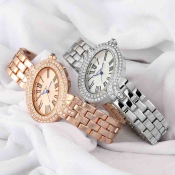 Custom New Design Ovale Stainless Steel DiamondWaterproof Montre Femme Lady Quartz Watches Orologio