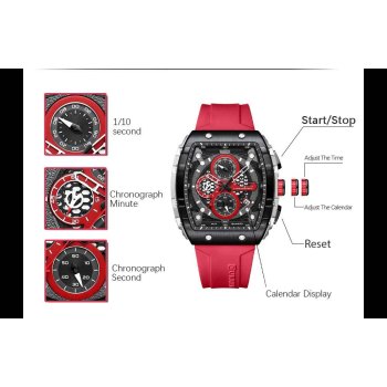 Fashion Sports Watches Large Dial Unique Square Barrel Luxurs Uhr Hollow Design Quartz Wristwatches Auto Date Orologio Uomo