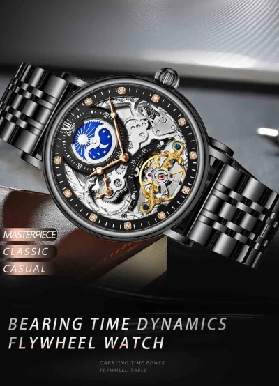 Watch Men Wrist Custom Watch Dial Rose Gold Stainless Steel Iced Out Skeleton Luxus Uhr Relojes Automatic Mechanical Watches