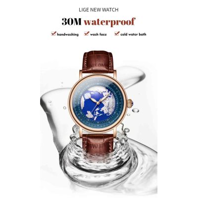 Watches Men Wrist Business Custom Luxus Uhr Fashion Water Resistant Blue Earth Quartz Movement Wrist Watches For Men Orologio