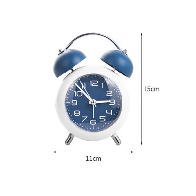 Wholesale 4 Inch Vintage Small Analog Silent Backlight Table Desk Alarm Clock Battery Operated With Metal Twin Bell Alarm Clock
