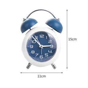 Wholesale 4 Inch Vintage Small Analog Silent Backlight Table Desk Alarm Clock Battery Operated With Metal Twin Bell Alarm Clock