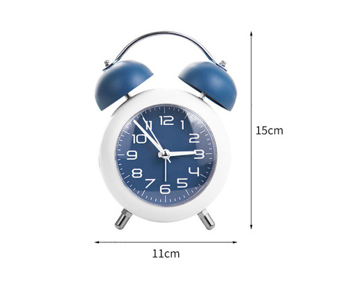 Wholesale 4 Inch Vintage Small Analog Silent Backlight Table Desk Alarm Clock Battery Operated With Metal Twin Bell Alarm Clock
