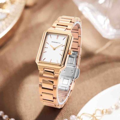 Elegant 5 ATM Waterproof Montres Square Custom Quartz Watch Bracelet Simple Gold Luxury Women