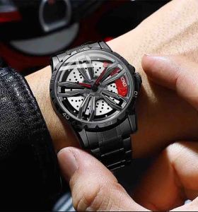 Sports Wheel Watches Men Wrist Cool 3D Design Black Rim Car Waterproof Relogio Masculino Watch