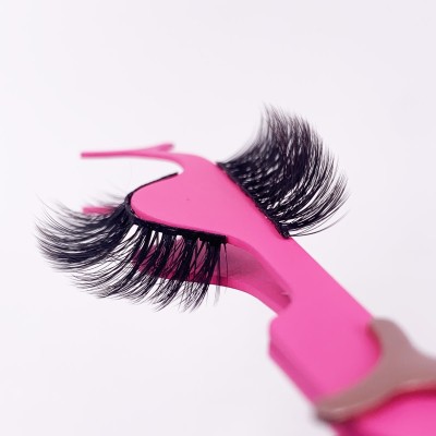 Private Label Handmade Natural Long Led Magnetic Eyelashes Non-Gel Strip Eyelashes natural mink eyelashes