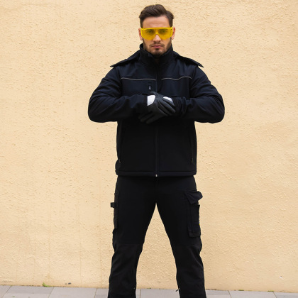 OEM softshell black work jacket custom logo