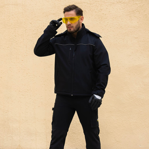 OEM Supply Soft Shell Black Color Men's Jacket Windproof Breathable jacket workwear for Outdoor
