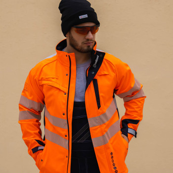 OEM Supply safety hivis softshell jacket Men's Jacket fluorescent orange workwear jacket