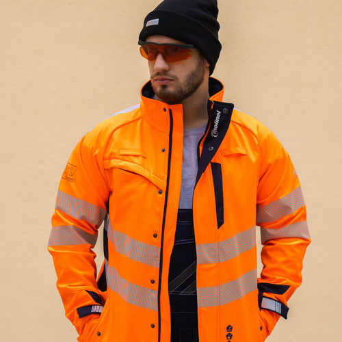 OEM Supply safety hivis softshell jacket Men's Jacket fluorescent orange workwear jacket