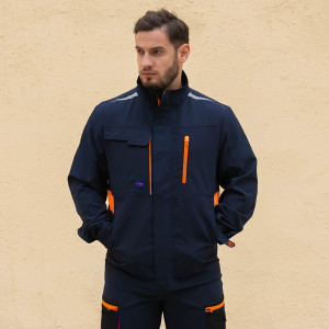 Chaqueta de trabajo elástica en 4 direcciones para hombre de Factory Supply, color azul, para actividades al aire libre.