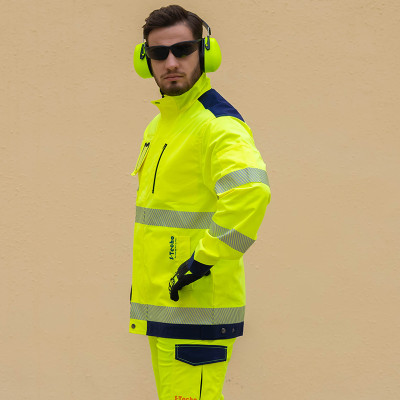 Fluorescent Green industrial workwear Hi-Vis jacket for man custom clothing manufacturers