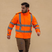 Fluorescent Orange Reflective Safety Jacket industrial workwear Hi-Vis jacket for man custom clothes factory