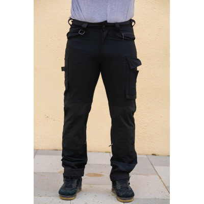 Black Men's 4 Way stretch cargo work pants with stretch fabric flexible stretch work trousers quick dry trousers