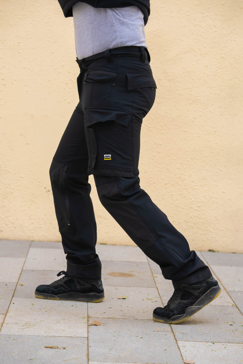 Black Men's 4 Way stretch cargo work pants with stretch fabric flexible stretch work trousers quick dry trousers