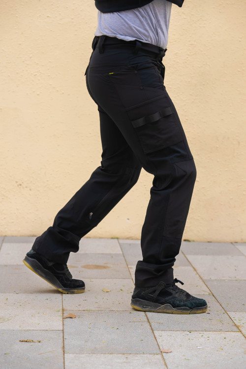 Black Men's 4 Way stretch cargo work pants with stretch fabric flexible stretch work trousers quick dry trousers