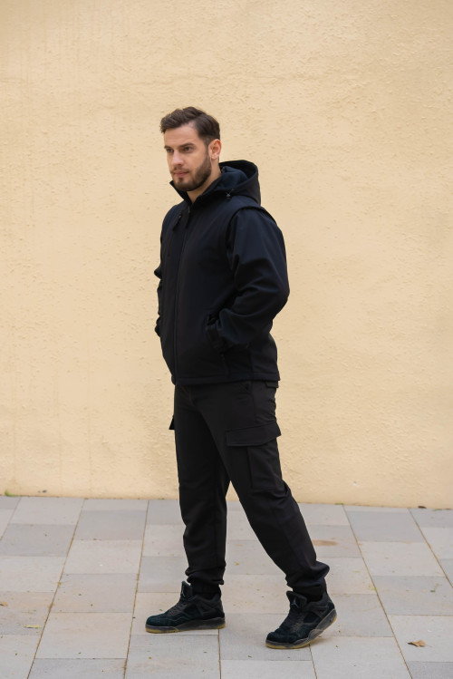 Black Men's 4 Way stretch cargo work pants with stretch fabric flexible comfortable work pants quick dry trousers