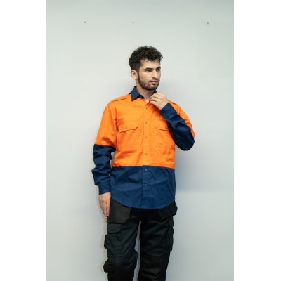 TC Twill Men Safety work shirts Workwear Work Clothes Two tone work shirts