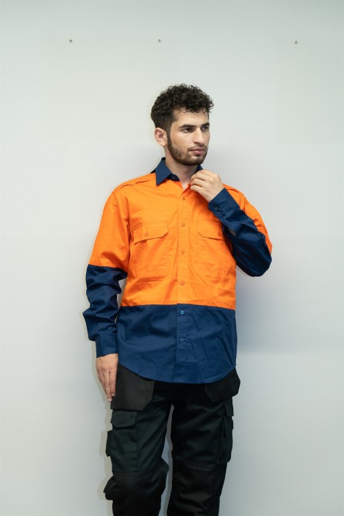 TC Twill Men Safety work shirts Workwear Work Clothes Two tone work shirts