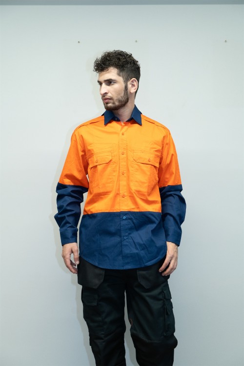 TC Twill Men Safety work shirts Workwear Work Clothes Two tone work shirts