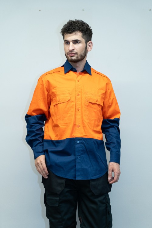 TC Twill Men Safety work shirts Workwear Work Clothes Two tone work shirts