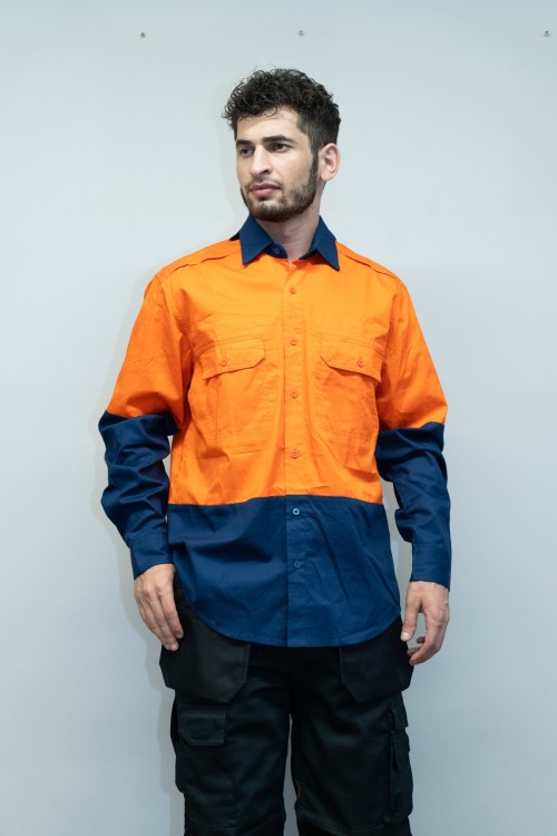 TC Twill Men Safety work shirts Workwear Work Clothes Two tone work shirts