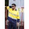 OEM Men Safety work shirts with reflective tape yellow color High visibility work shirts