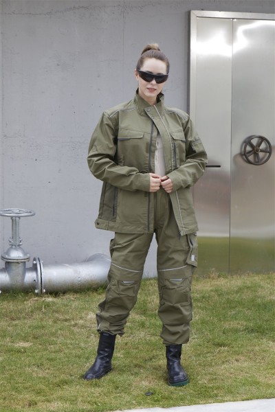 Customized Green Workwear Jacket Multi Pockets Work Jacket for Industrial Durable Work Clothes