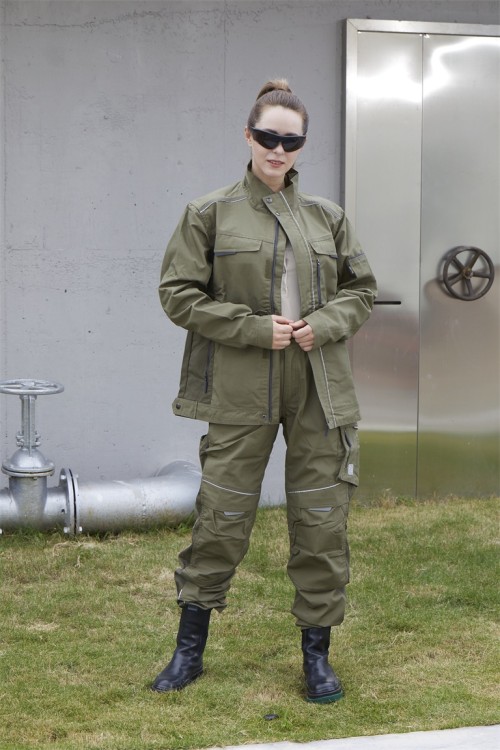 Customized Green Workwear Jacket Multi Pockets Work Jacket for Industrial Durable Work Clothes