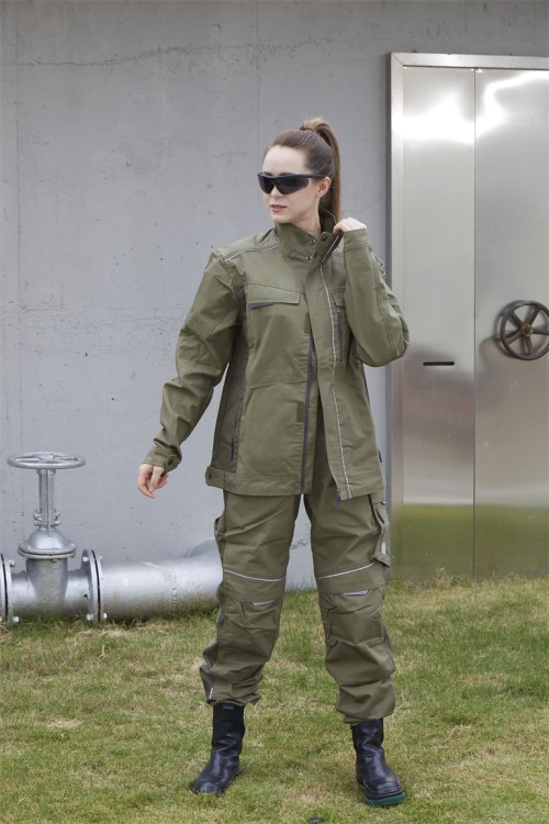 Customized Green Workwear Jacket Multi Pockets Work Jacket for Industrial Durable Work Clothes