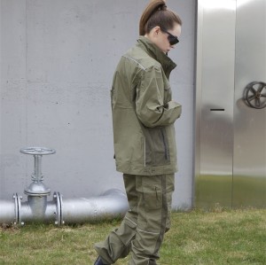 Customized Green Workwear Jacket Multi Pockets Work Jacket for Industrial Durable Work Clothes