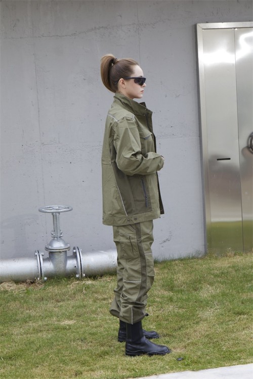 Customized Green Workwear Jacket Multi Pockets Work Jacket for Industrial Durable Work Clothes