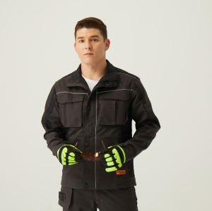Factory Supply Twill Workwear Multi Pockets Grey Black Heavy Duty Work Jacket Durable Work Clothes