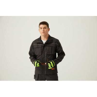 Factory Supply Twill Workwear Multi Pockets Grey Black Heavy Duty Work Jacket Durable Work Clothes