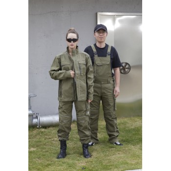 OEM Work Clothes durable green Bib Pants  Multi-pocket Work Trousers Workwear Safety Work Pants for industry