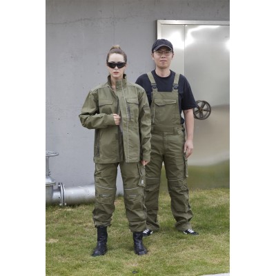 OEM Work Clothes durable green Bib Pants  Multi-pocket Work Trousers Workwear Safety Work Pants for industry