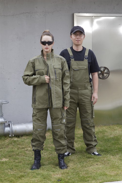 OEM Work Clothes durable green Bib Pants  Multi-pocket Work Trousers Workwear Safety Work Pants for industry