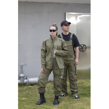 OEM Work Clothes durable green Bib Pants  Multi-pocket Work Trousers Workwear Safety Work Pants for industry