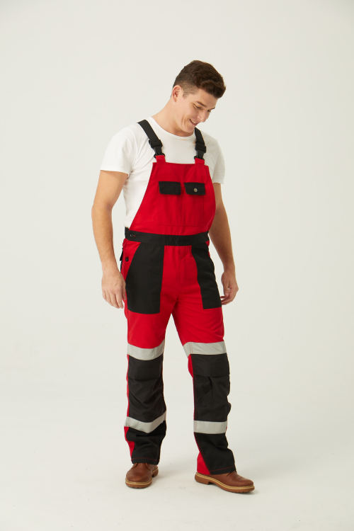 OEM Fashion Bib Pants CVC  Multi-pocket Work Trousers Workwear Safety Work Pants bib overalls to North Europe