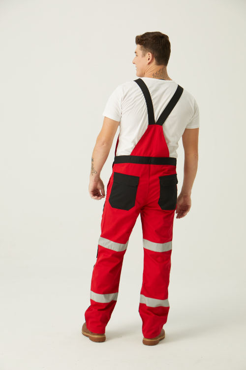 OEM Fashion Bib Pants CVC  Multi-pocket Work Trousers Workwear Safety Work Pants bib overalls to North Europe