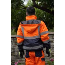 Fluorescent Orange Parka industrial workwear Hi-Vis jacket for man custom garment factory