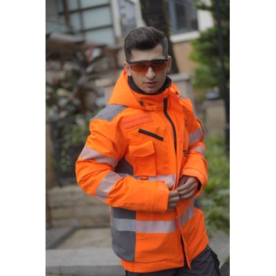 Durable Hi-Vis Safety Jacket Fluorescent Yellow Orange Red EN ISO 20471 Workwear Manufacturer OEM ODM