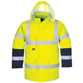 Hi Vis Waterproof Hooded Safety Jacket - EN ISO 20471 Compliant Reflective Workwear for Construction & Roadwork