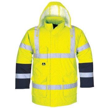 Hi Vis Waterproof Hooded Safety Jacket - EN ISO 20471 Compliant Reflective Workwear for Construction & Roadwork