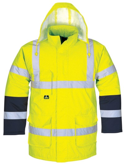 Hi Vis Waterproof Hooded Safety Jacket - EN ISO 20471 Compliant Reflective Workwear for Construction & Roadwork