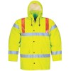 Hi Vis Waterproof Hooded Safety Jacket - EN ISO 20471 Compliant Reflective Workwear for Construction & Roadwork