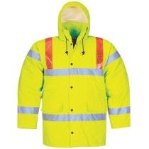 Hi Vis Waterproof Hooded Safety Jacket - EN ISO 20471 Compliant Reflective Workwear for Construction & Roadwork