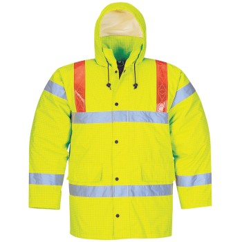 Hi Vis Waterproof Hooded Safety Jacket - EN ISO 20471 Compliant Reflective Workwear for Construction & Roadwork