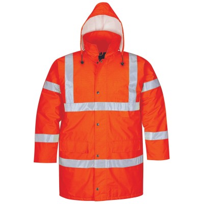 Hi Vis Orange Insulated Winter Safety Parka / Workwear Jacket