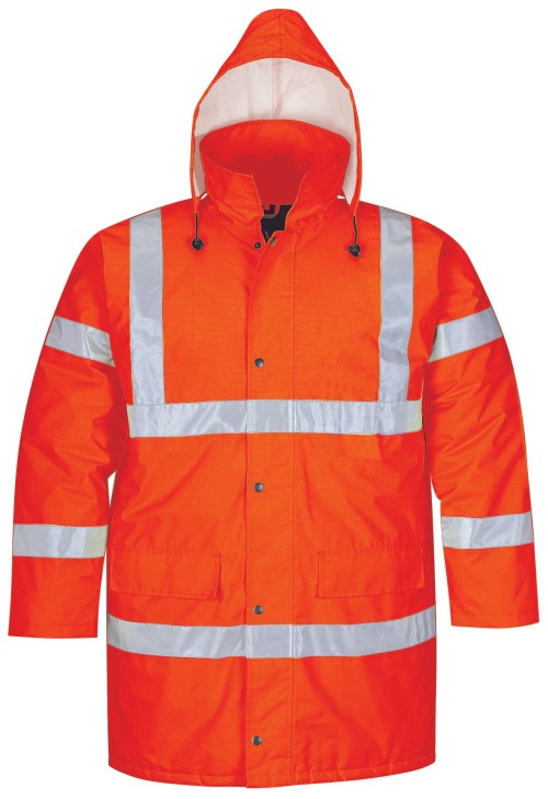 Hi Vis Orange Insulated Winter Safety Parka / Workwear Jacket